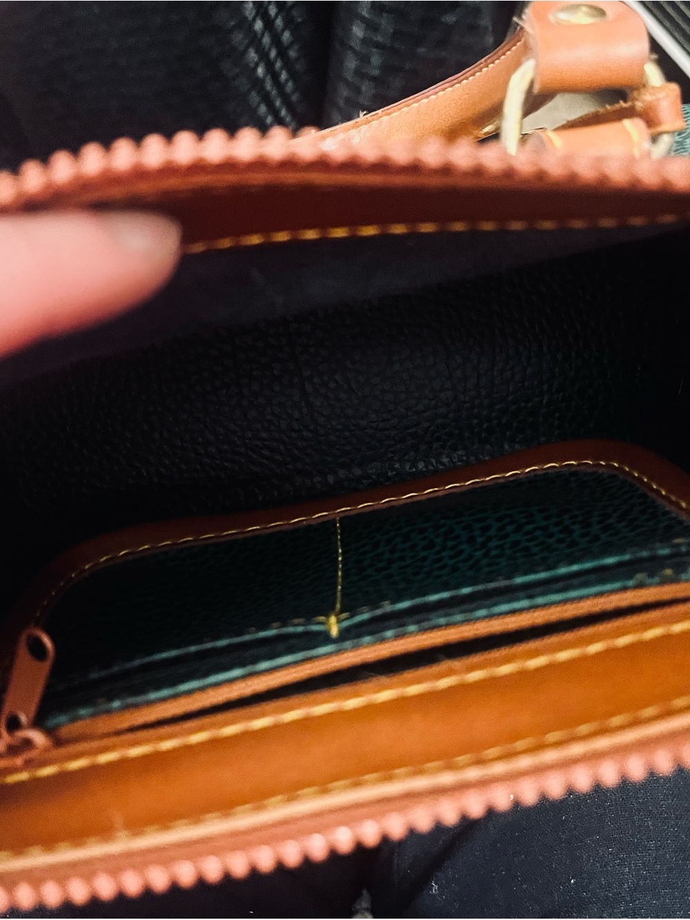 Dooney & Bourke All Weather Leather Green & Tan Satchel - Picture 4 of 11